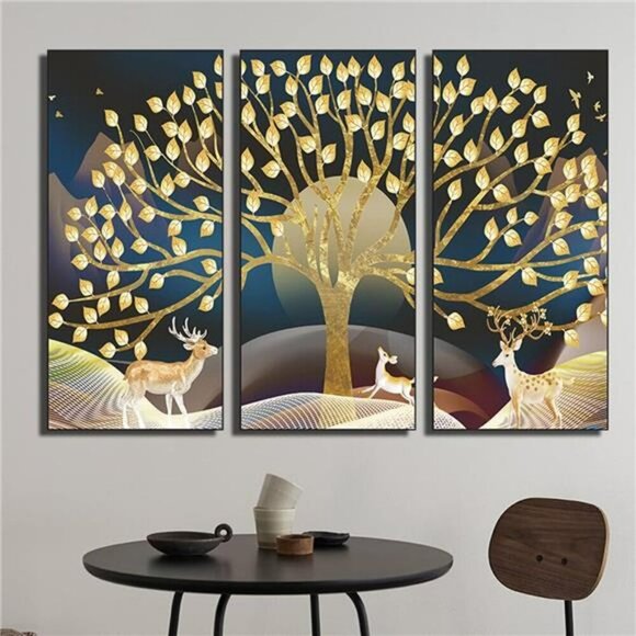 Golden Tree Wall Stickers Peel and Stick Vinyl Decals for Living Room Decor - Picture 5 of 8